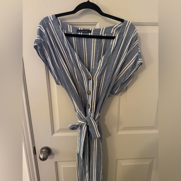 Abercrombie & Fitch Blue Striped Jumpsuit size L - Picture 2 of 12